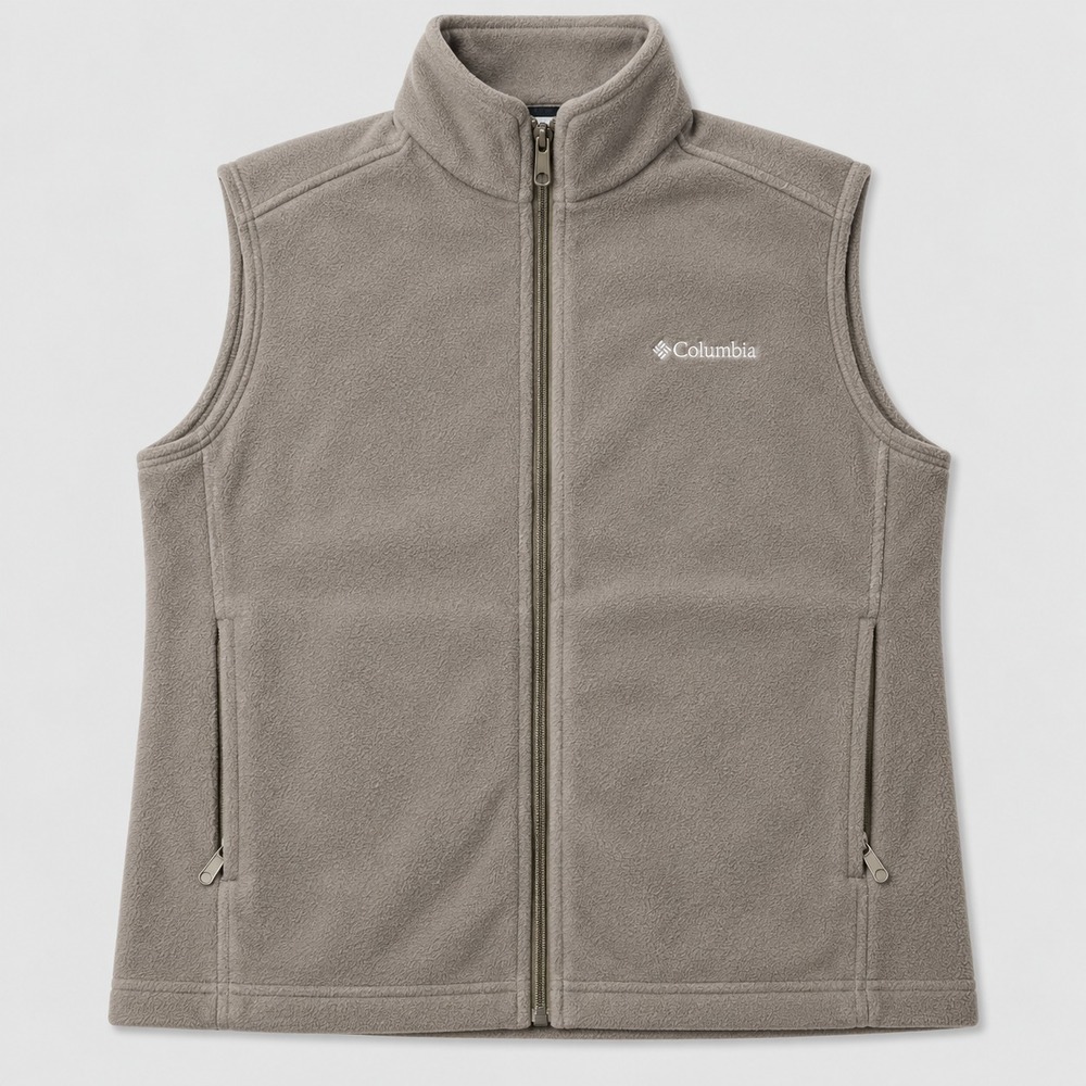 Columbia Sportswear Mens L Fleece Vest Gray Full Zip Outdoor Hiking Sleeveless